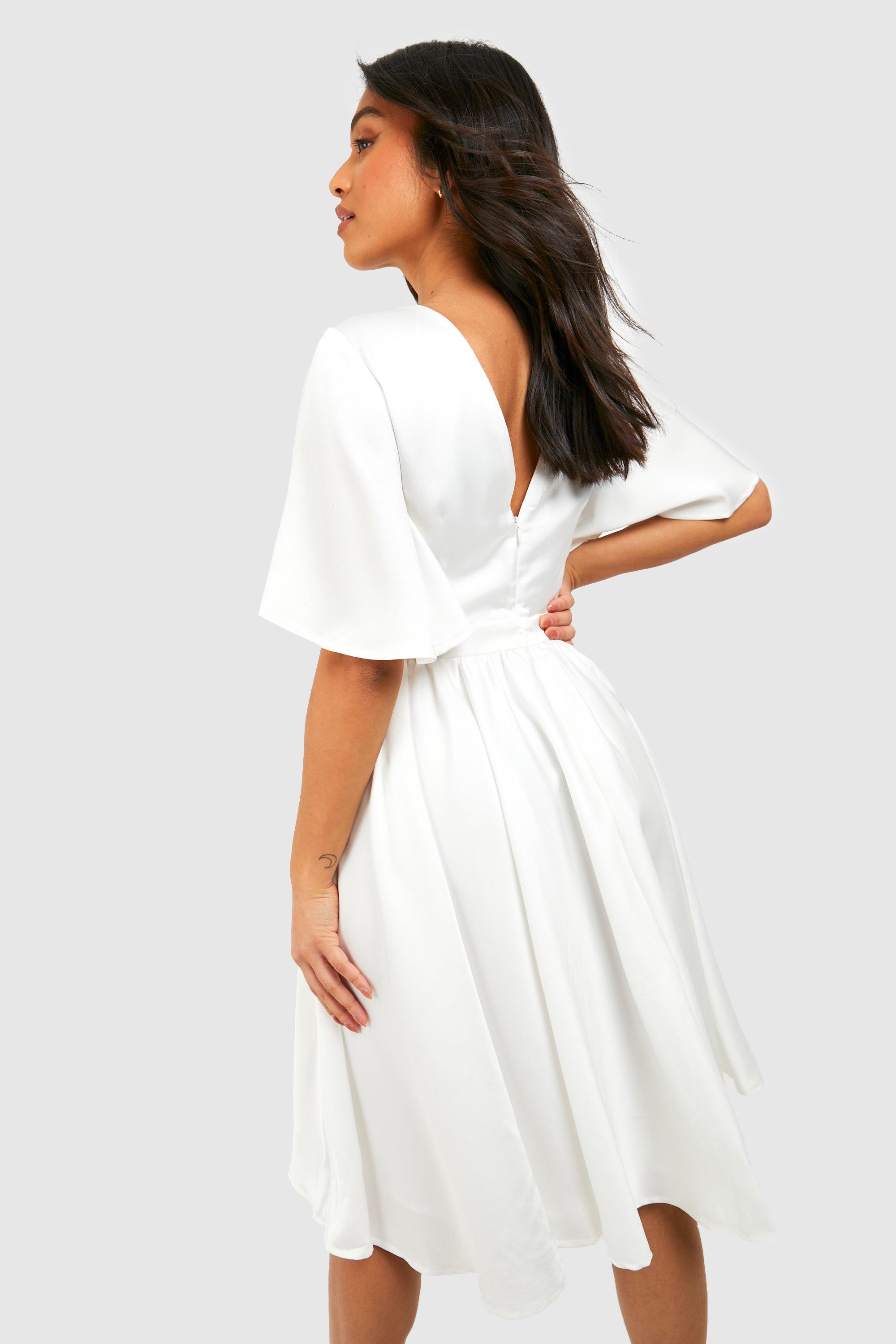 Boohoo white midi outlet dress