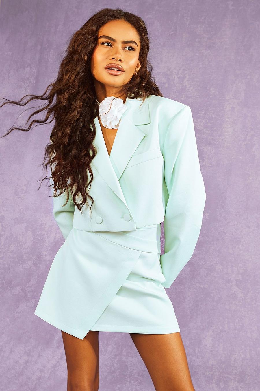 Mint Boxy Cropped Tailored Blazer image number 1