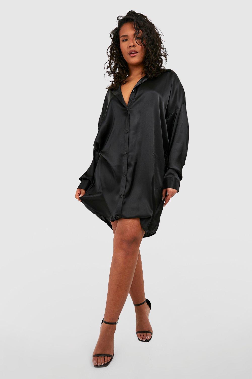 Grande taille Robe chemise satin e