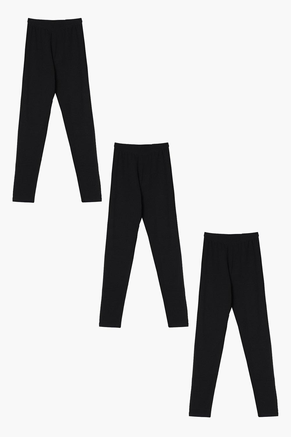 Women's Cotton 3 Pack Black High Waisted Leggings