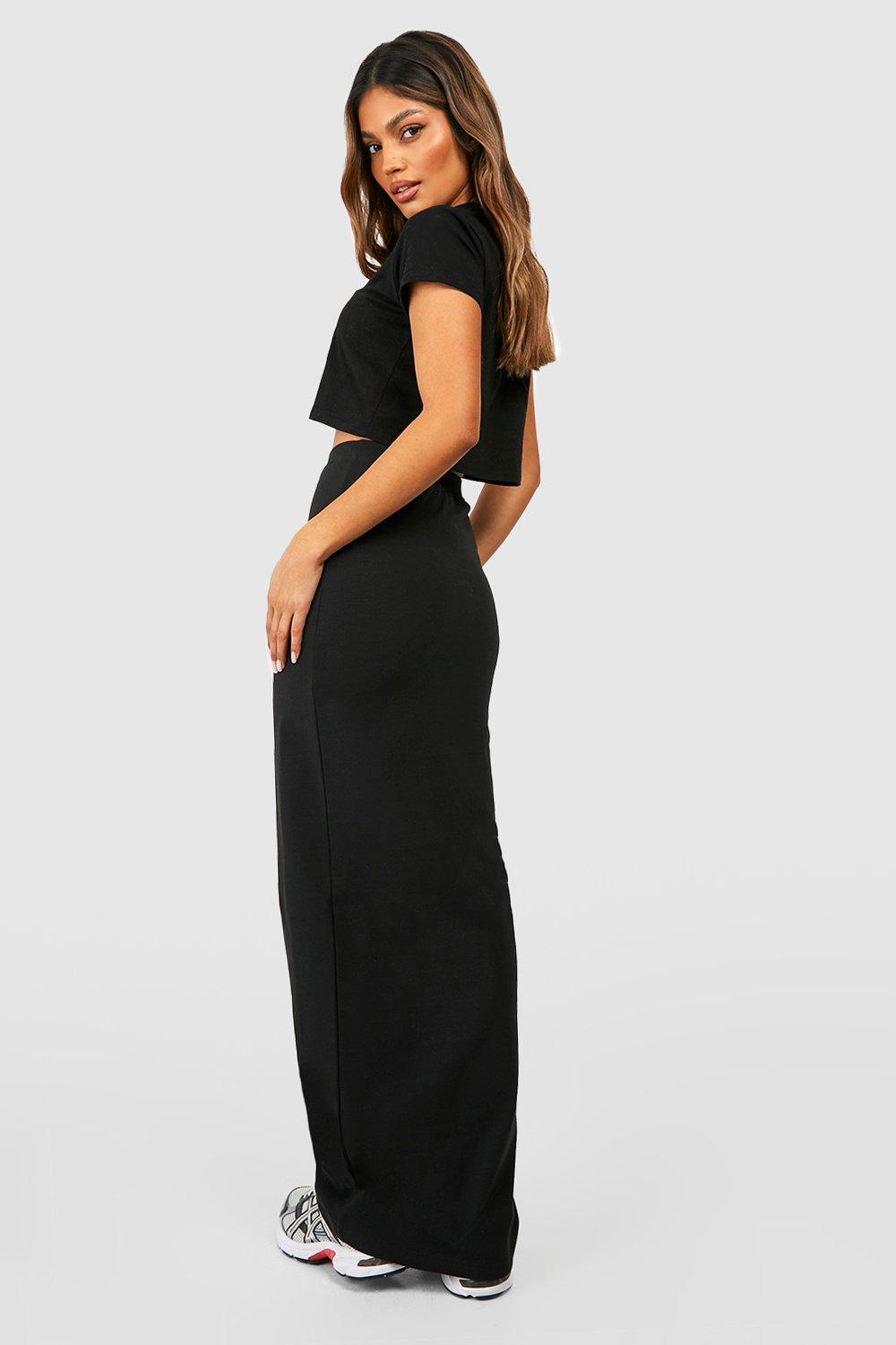 Cotton high outlet waisted maxi skirt