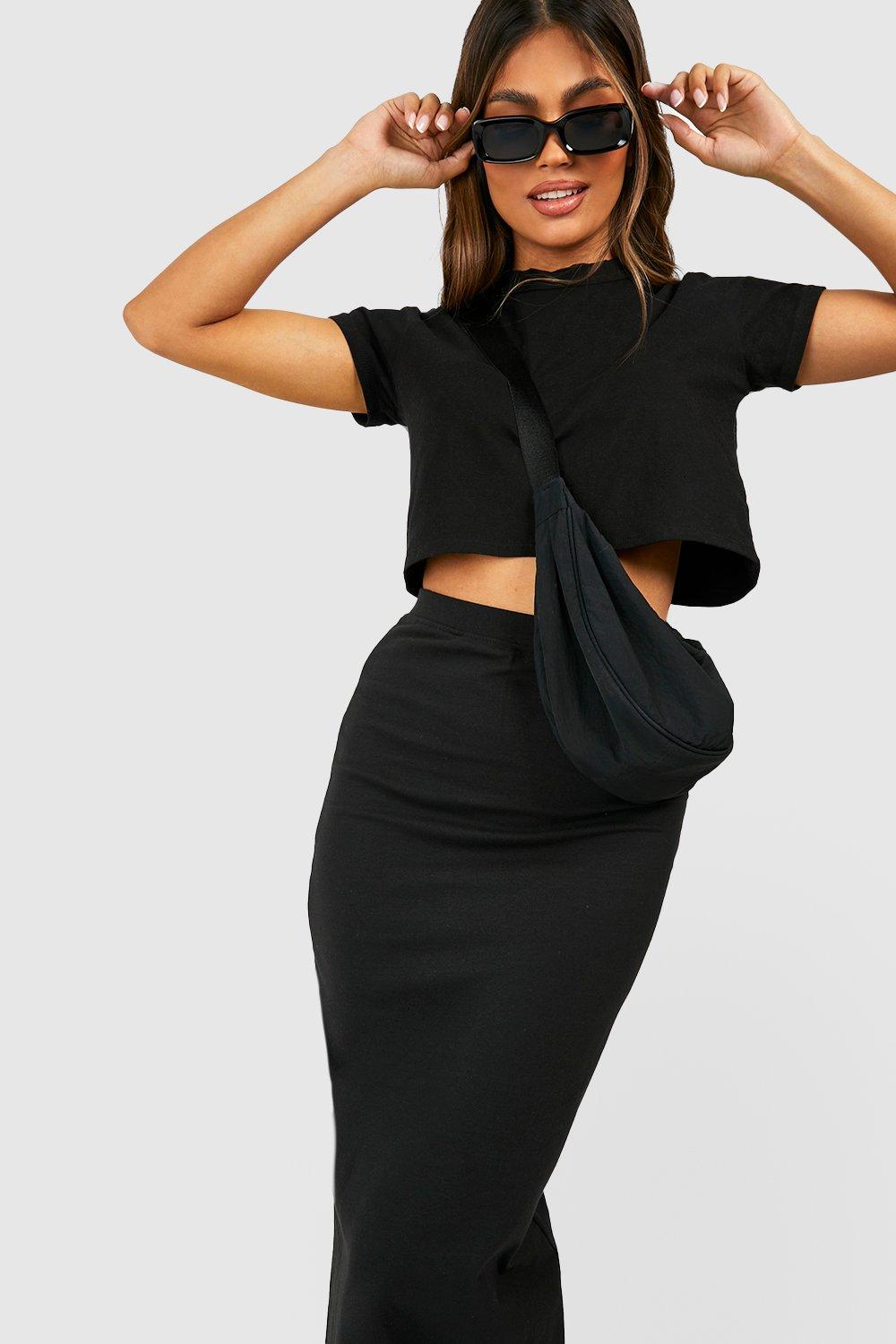 Cotton maxi outlet skirt black