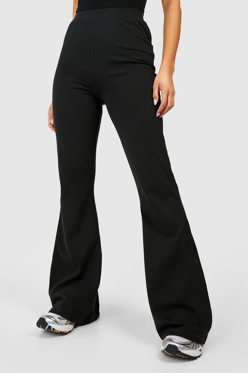 Black Woven High Waisted Flared Pants