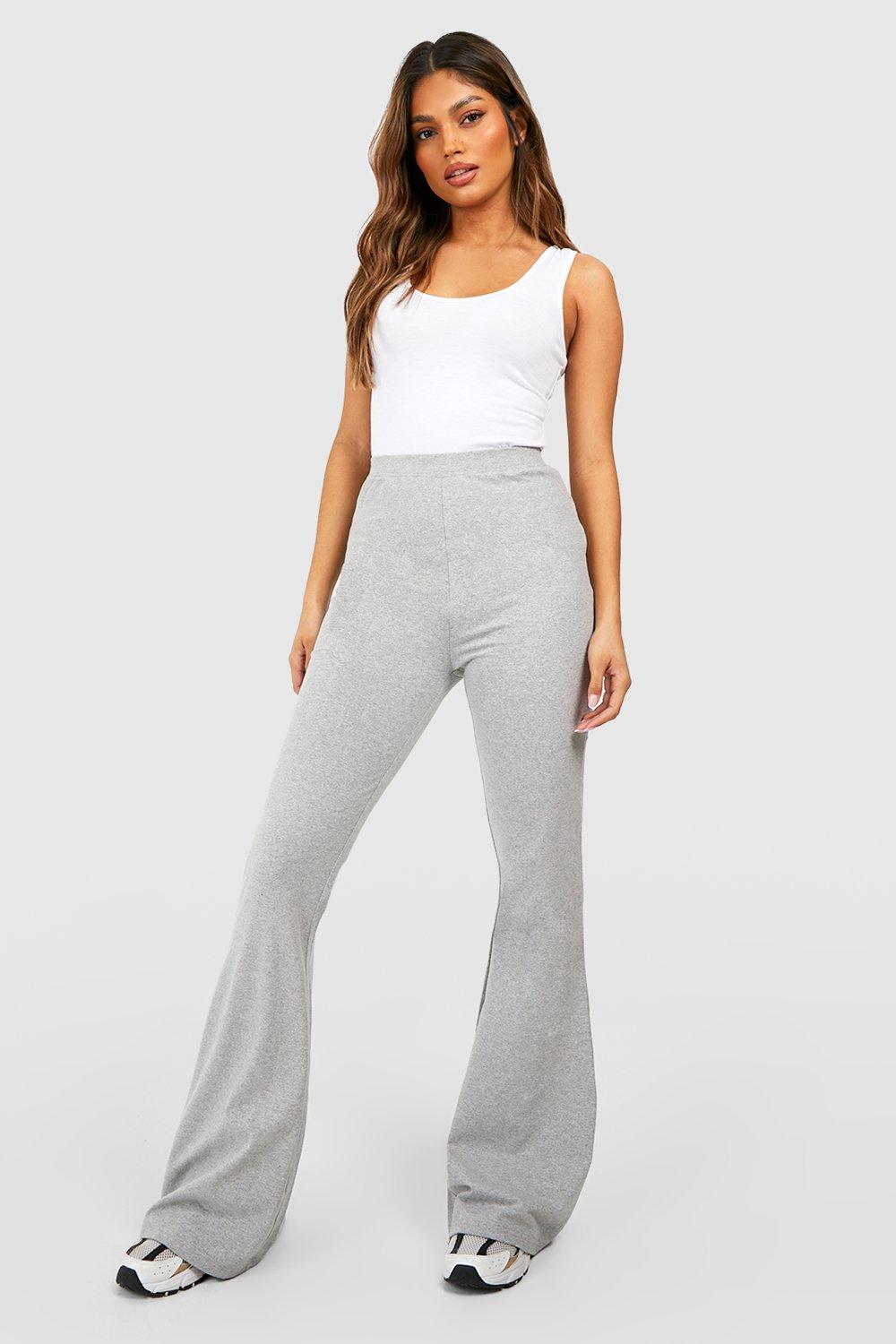 Dark Grey Ribbed Flared Trousers