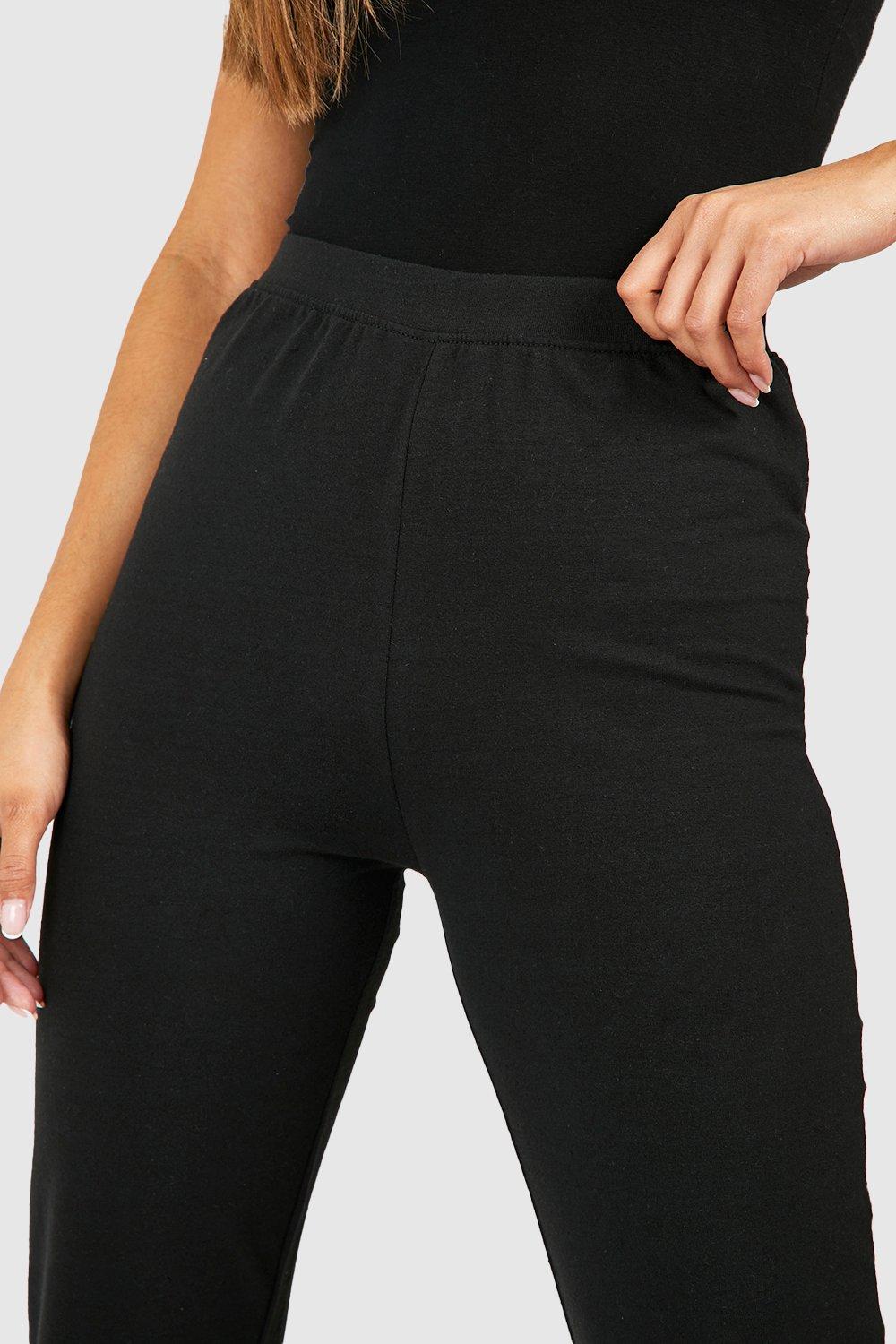 Buy Boohoo Cotton Basic Flared Trousers In Black