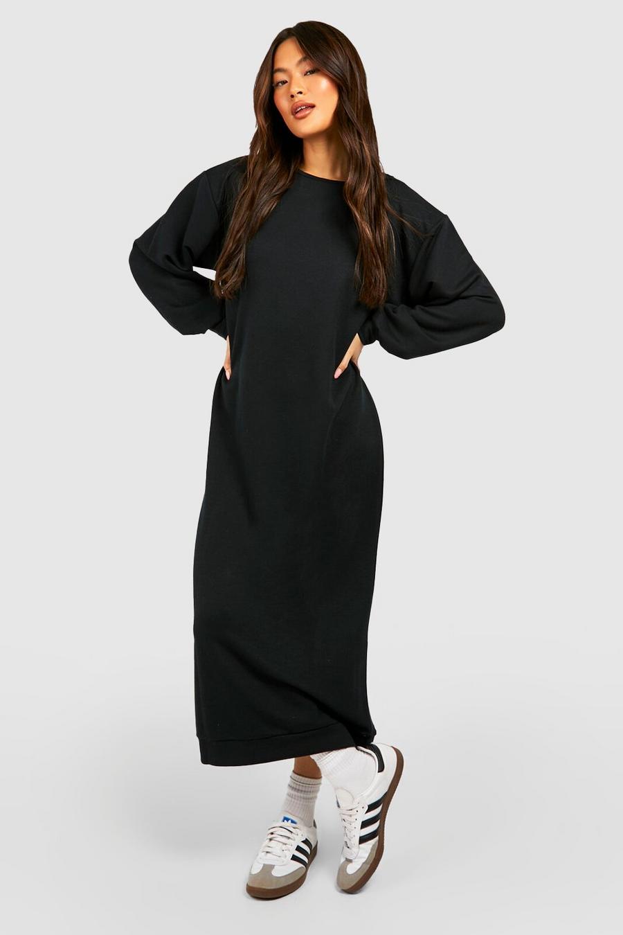 Black Oversized Sweat Midi Dress image number 1