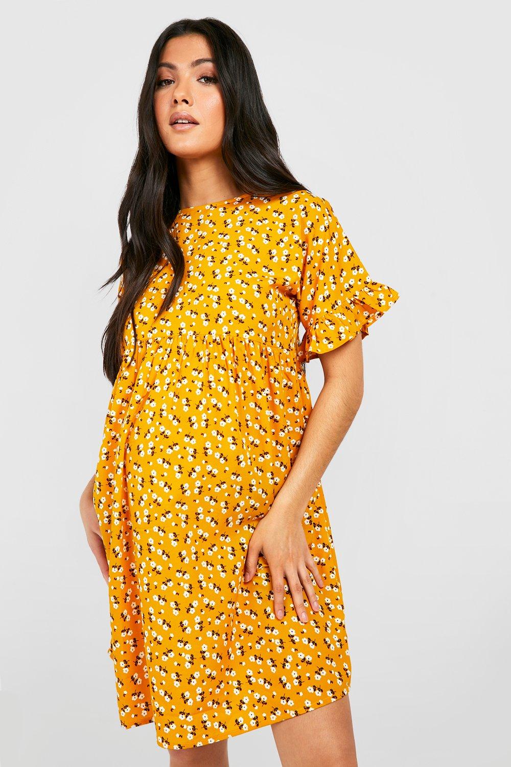 Maternity Floral Frill Sleeve Smock Dress boohoo NZ