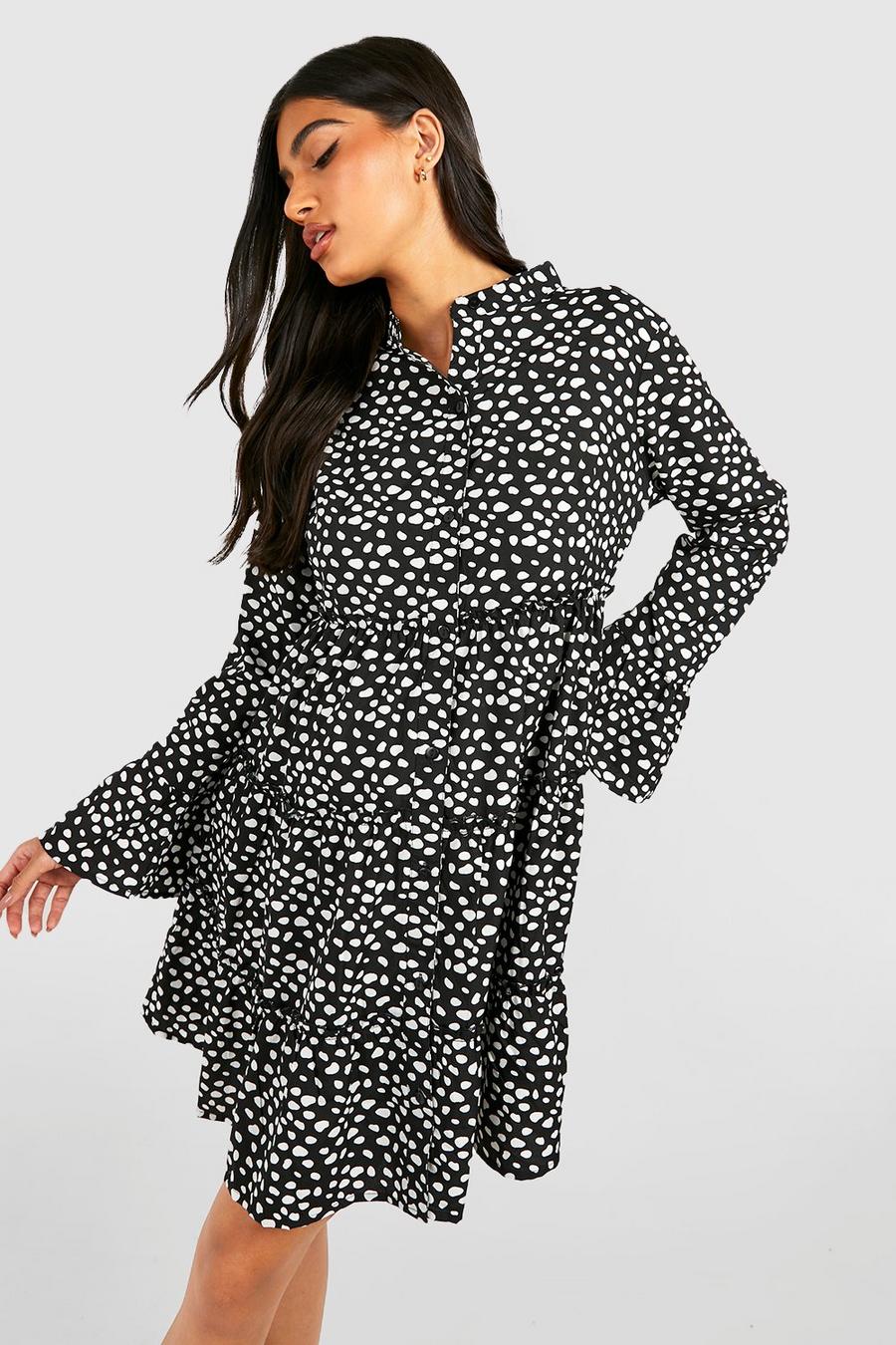 Maternité - Robe chemise de grossesse à pois, Black image number 1