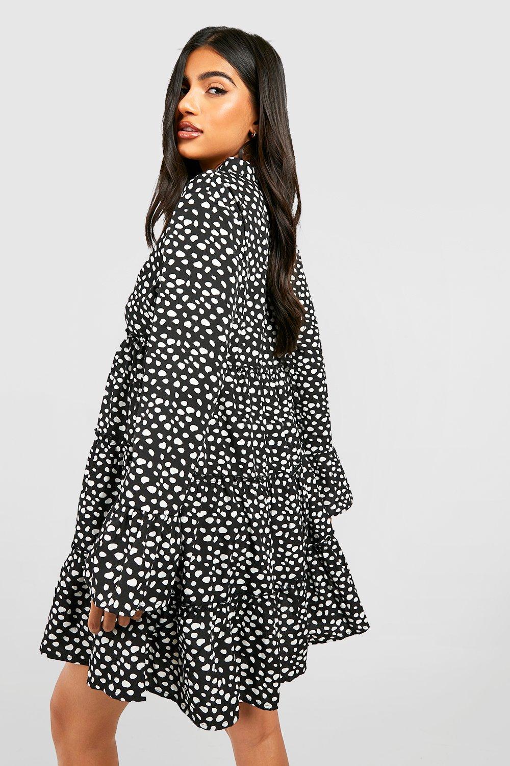 Boohoo polka dot maternity dress online