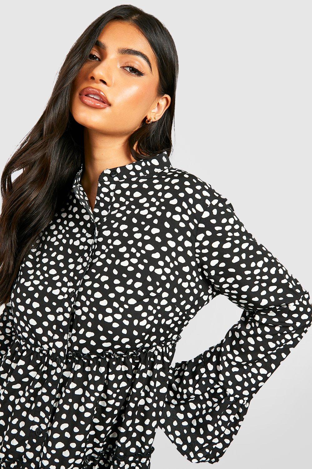 Boohoo polka dot maternity dress hotsell