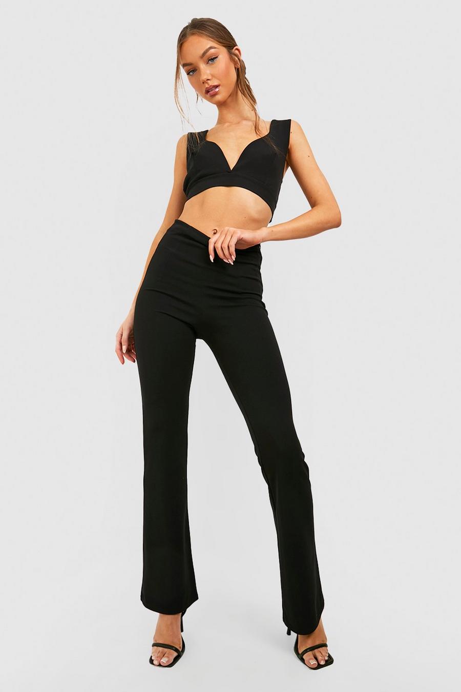 Black Ultra High Waisted Tailored Flared Pants image number 1
