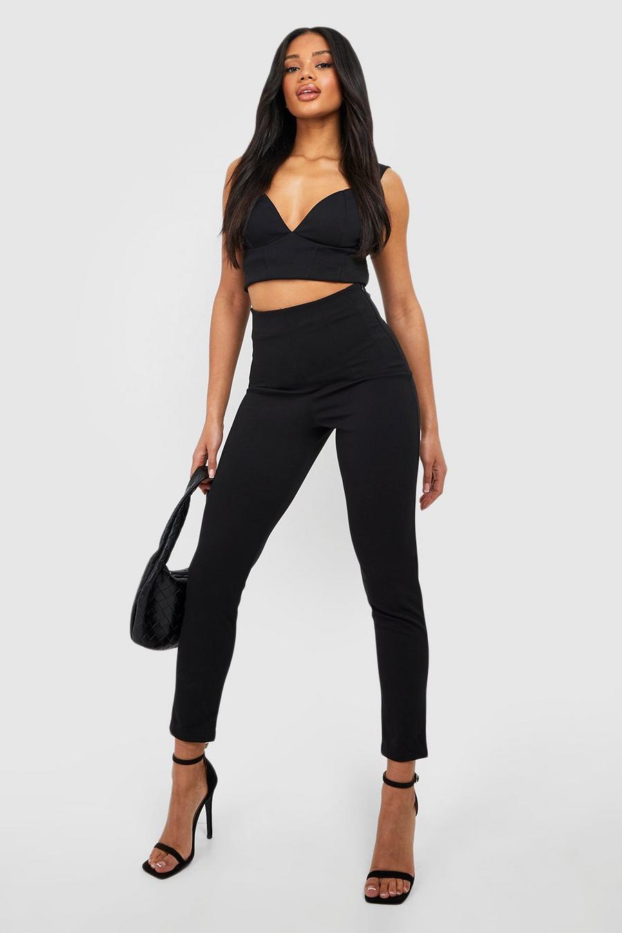 Black Ultra High Waisted Tailored Skinny Pants image number 1