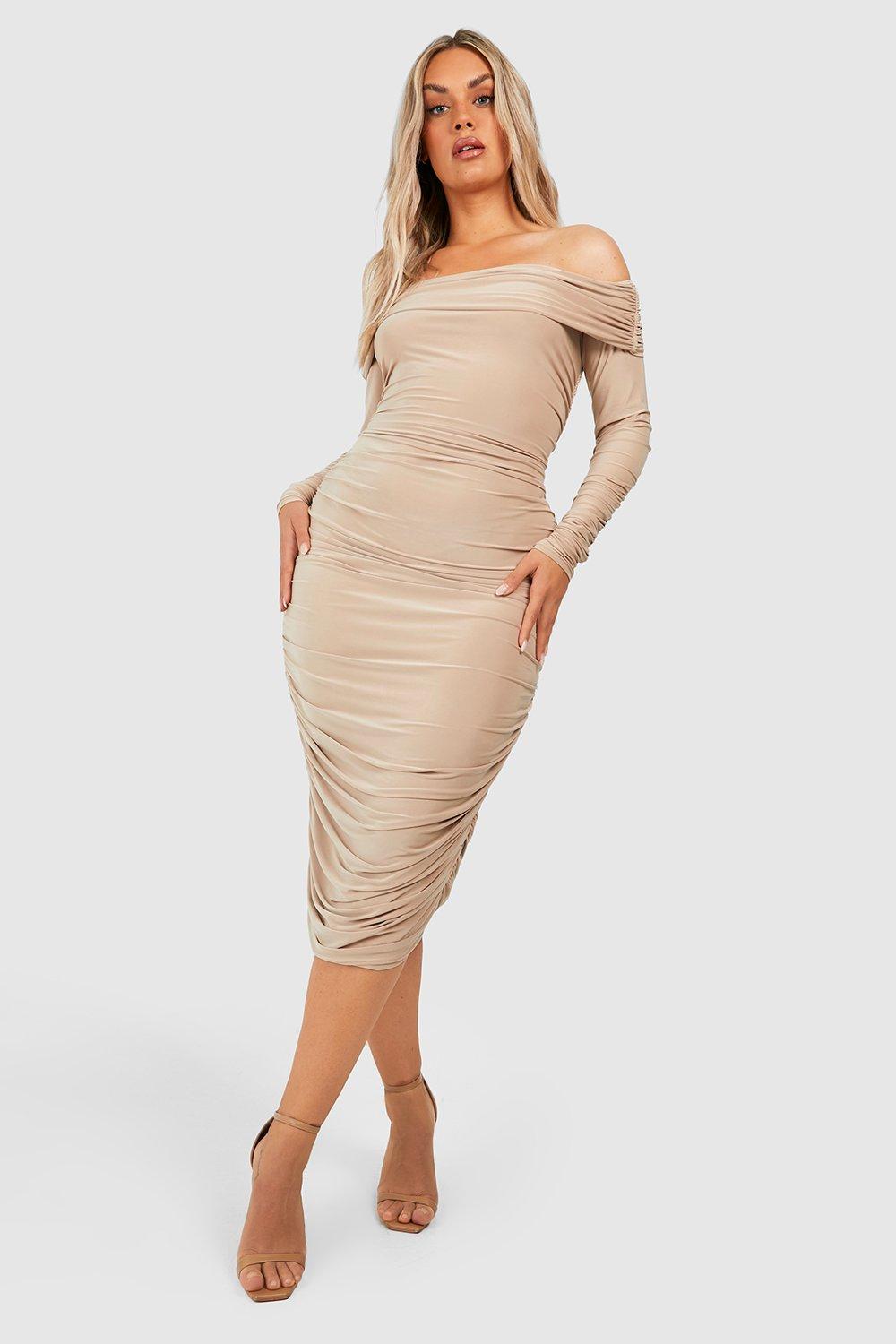 Missguided bardot midi on sale dress