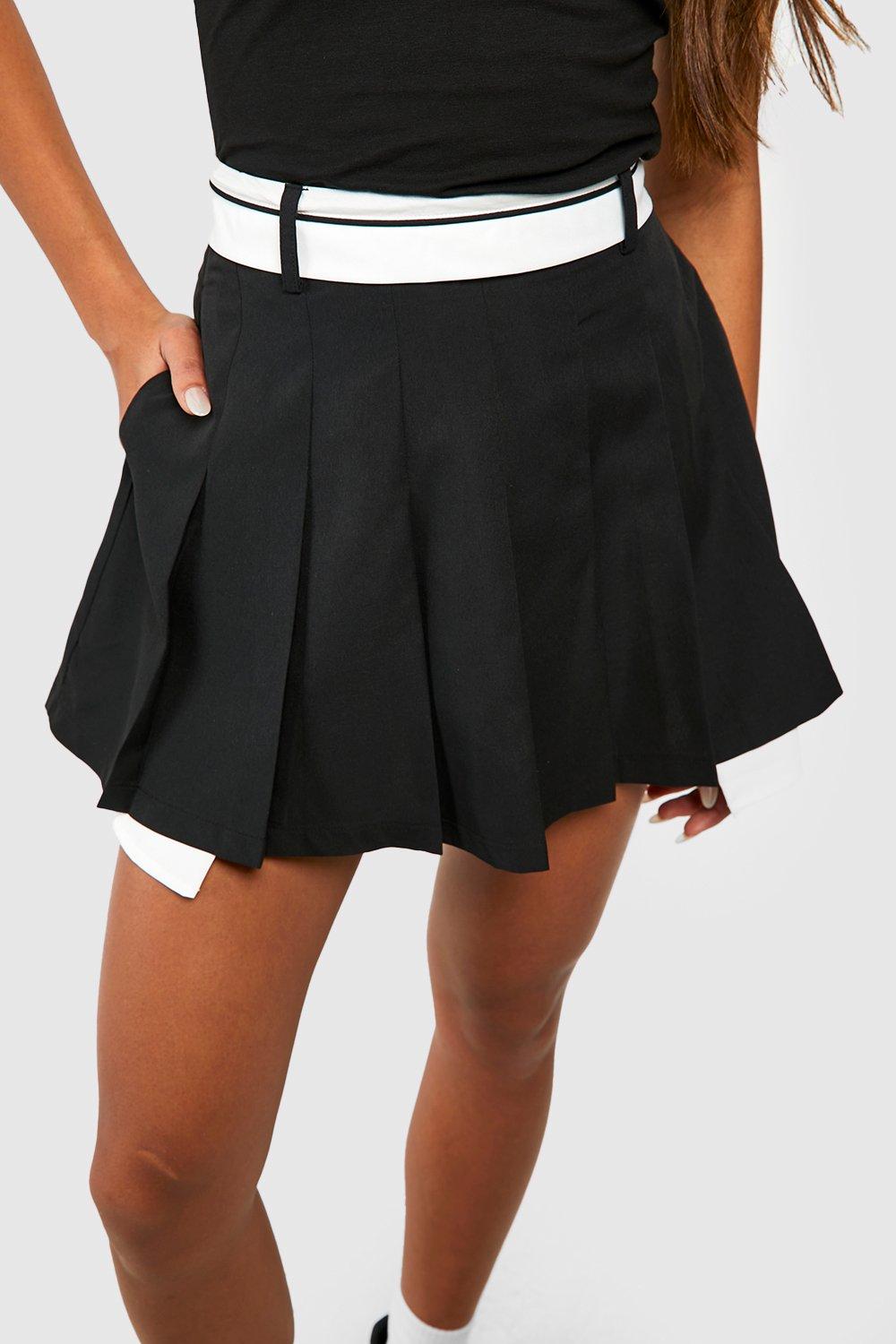 Black pleated tennis skirt cheap uk