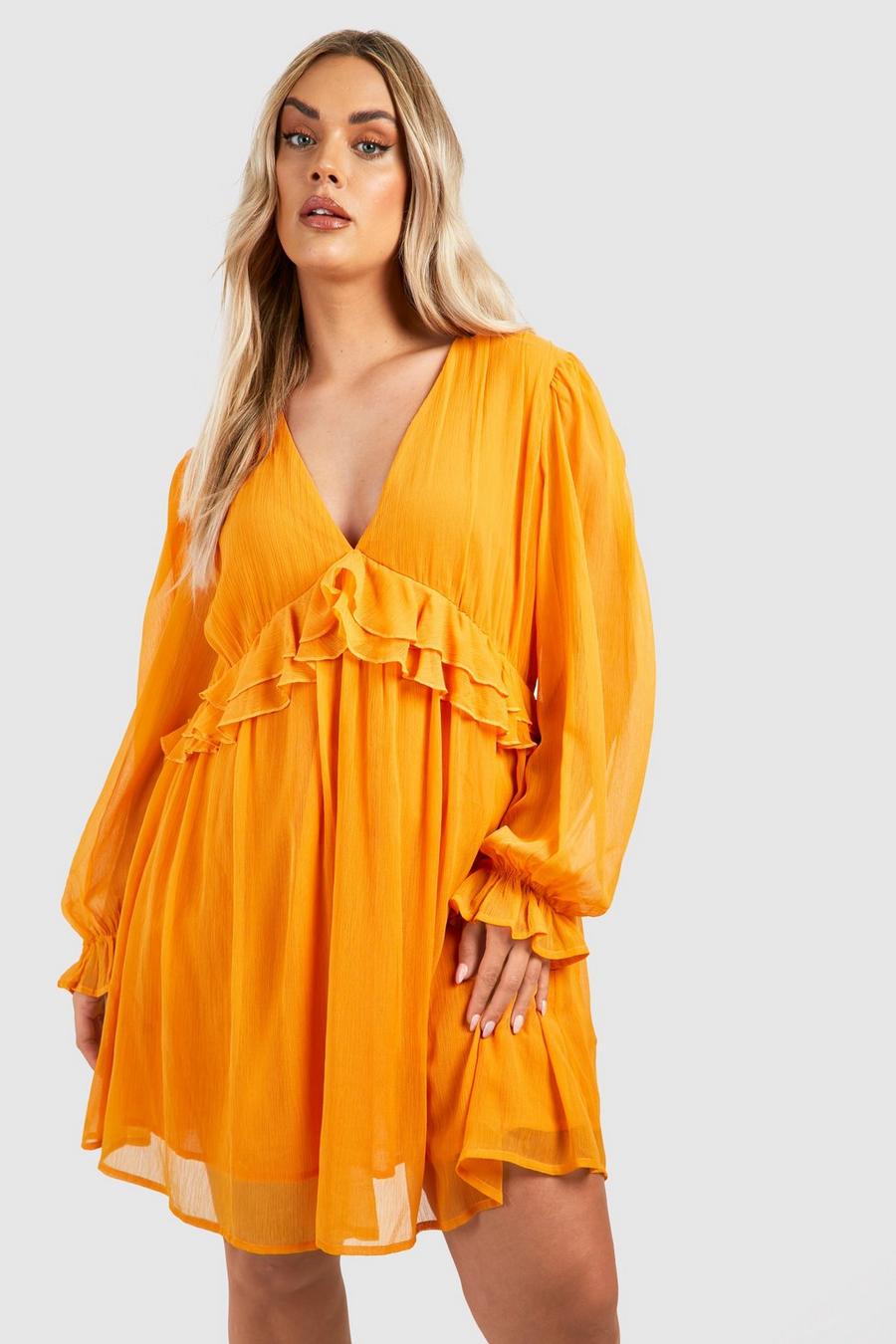 The Plus Smock Mini Dress, Burnt orange naranja