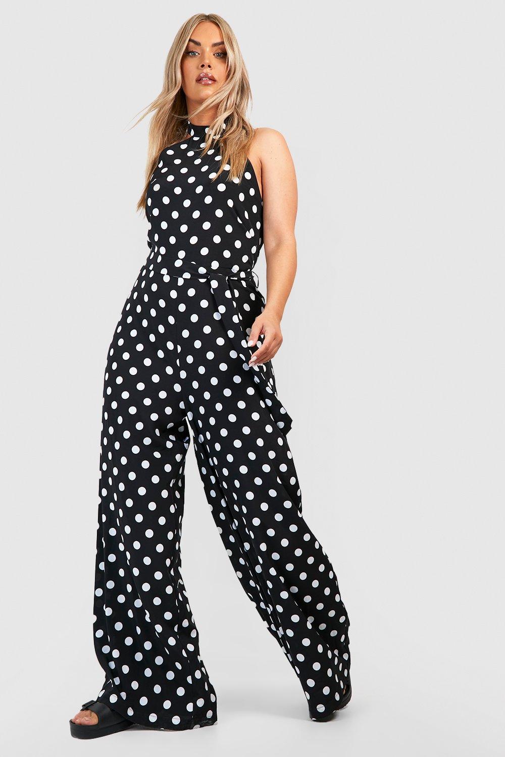 Polka dot sale halter neck jumpsuit