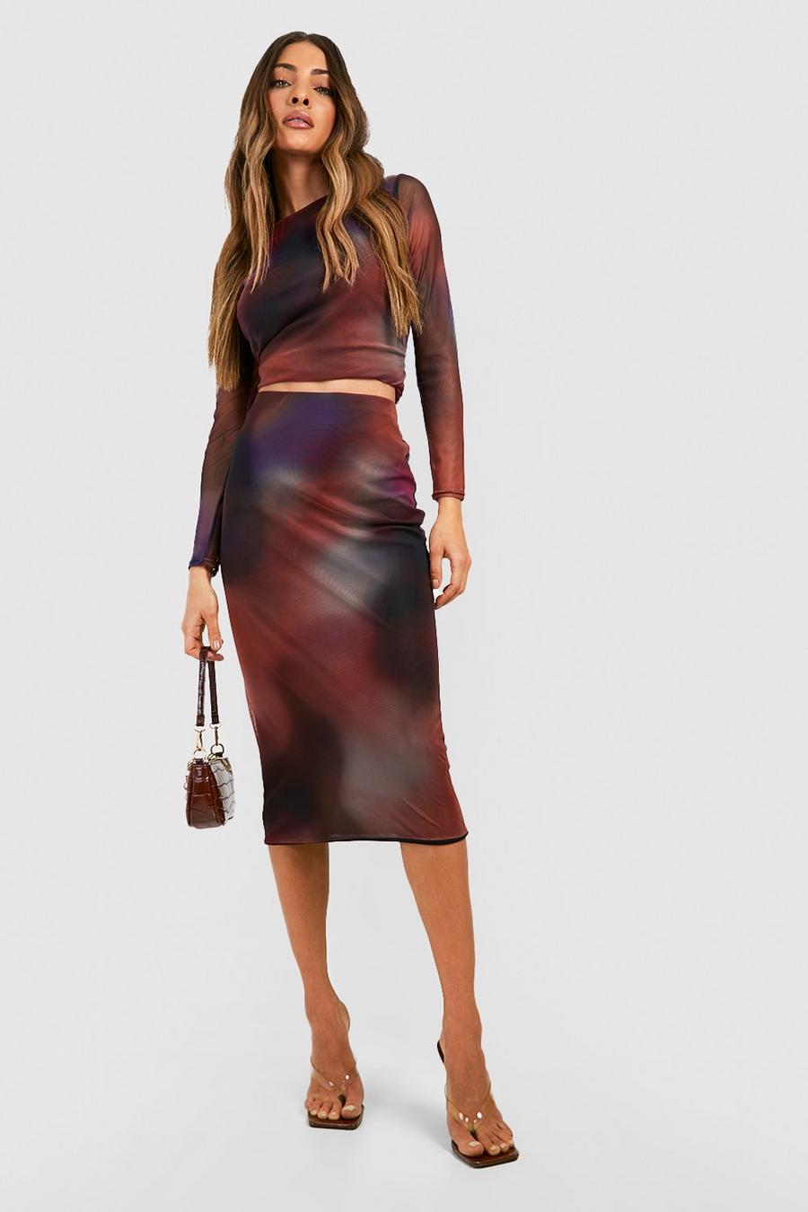 Multi Petite Ombre Mesh Midaxi Skirt image number 1