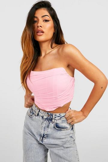 Petite Geplooide Chiffon Corset Top pale pink