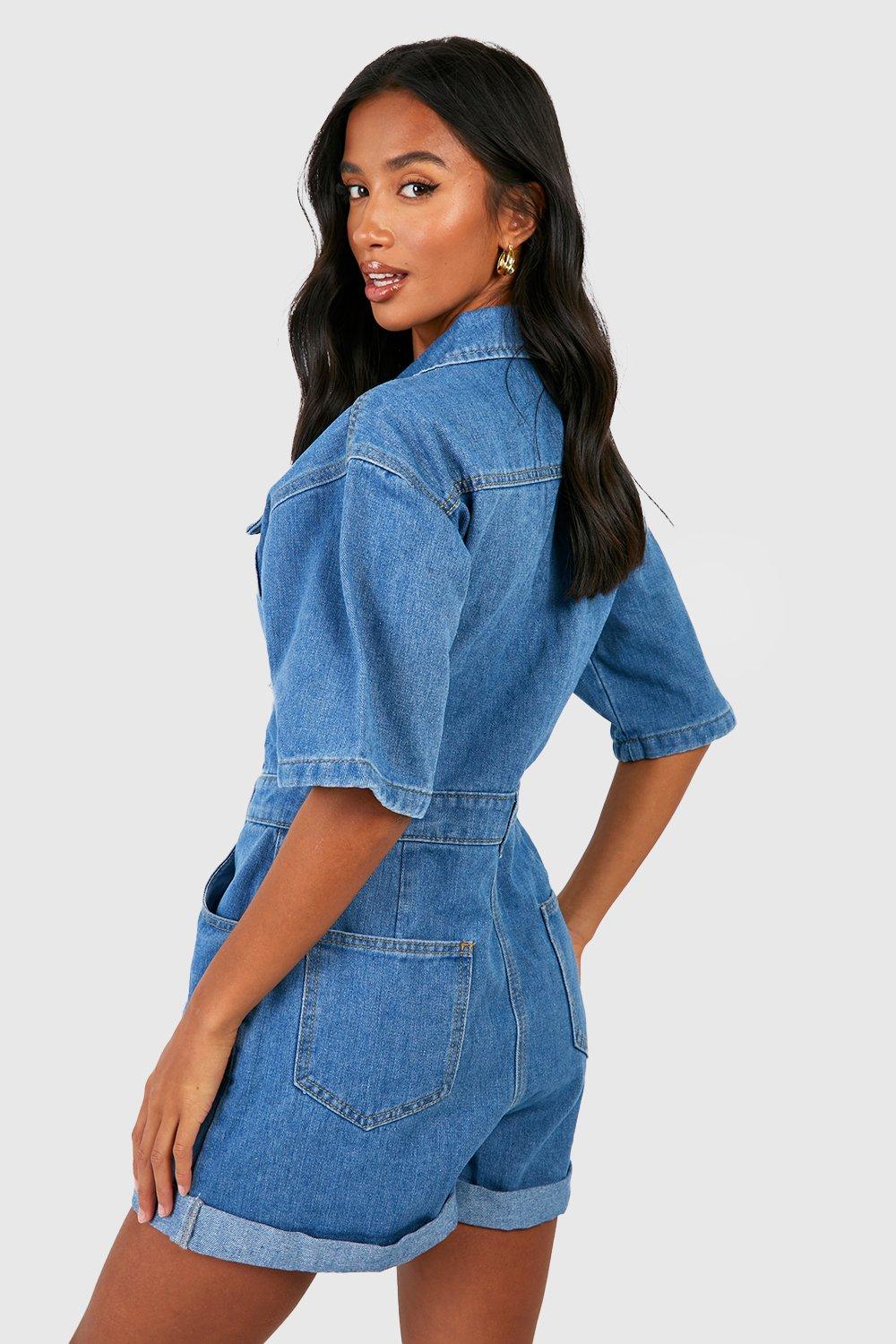 Boohoo best sale blue playsuit