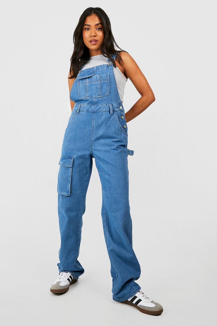 Mid wash Petite Utility Cargo Overall image number 1