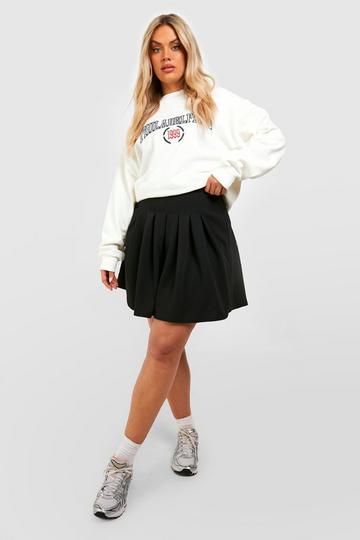 Black Plus Crepe Tennis Mini Skirt