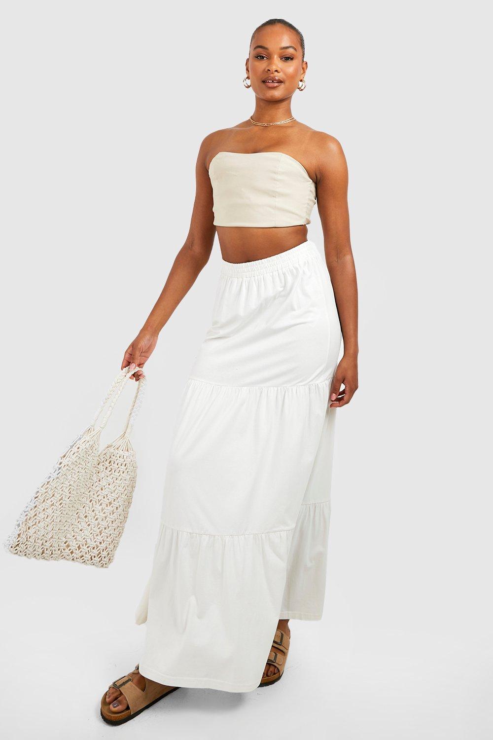 Silk tiered shop maxi skirt