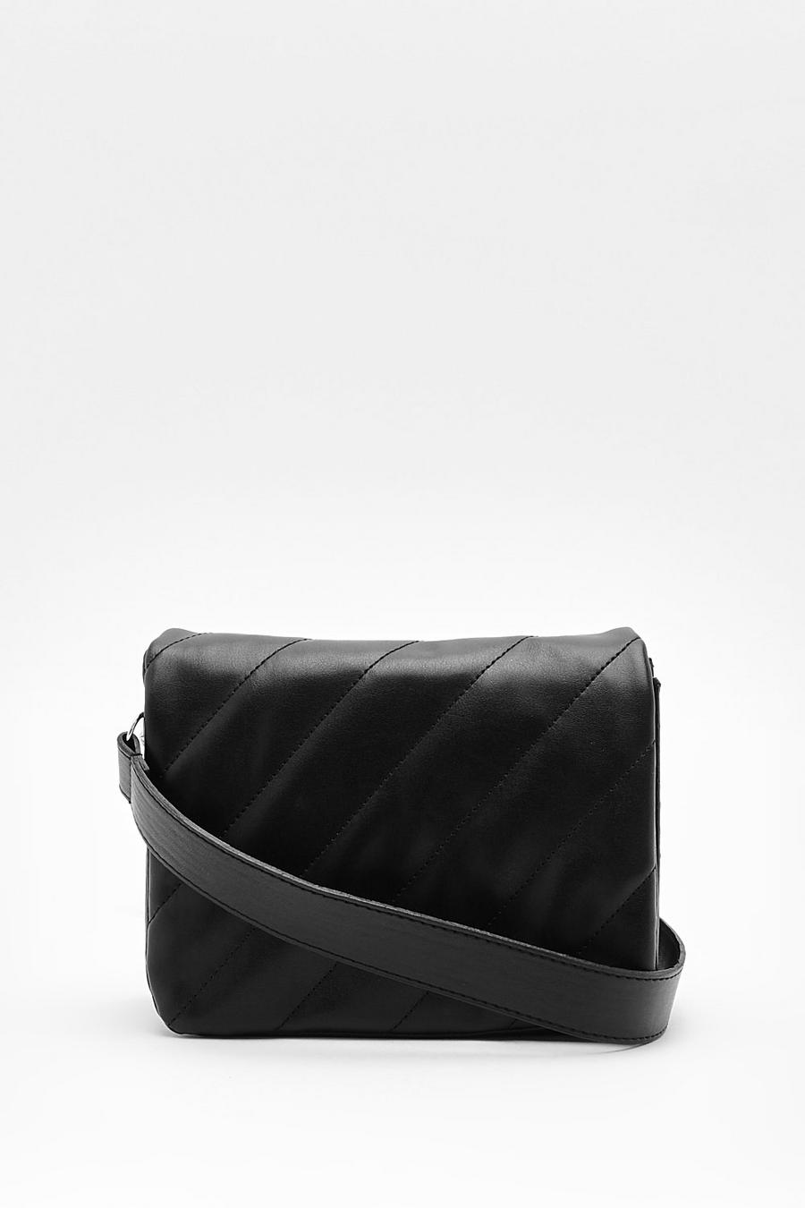 Black Horizontal Quilted Cross Body Bag image number 1