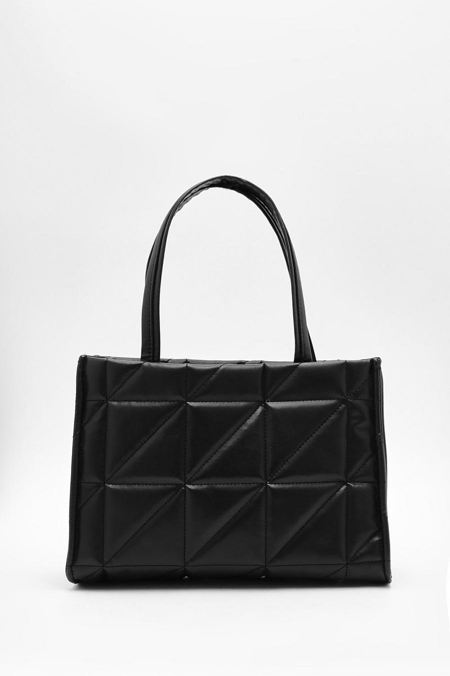 Black Quilted Mini Tote Bag image number 1