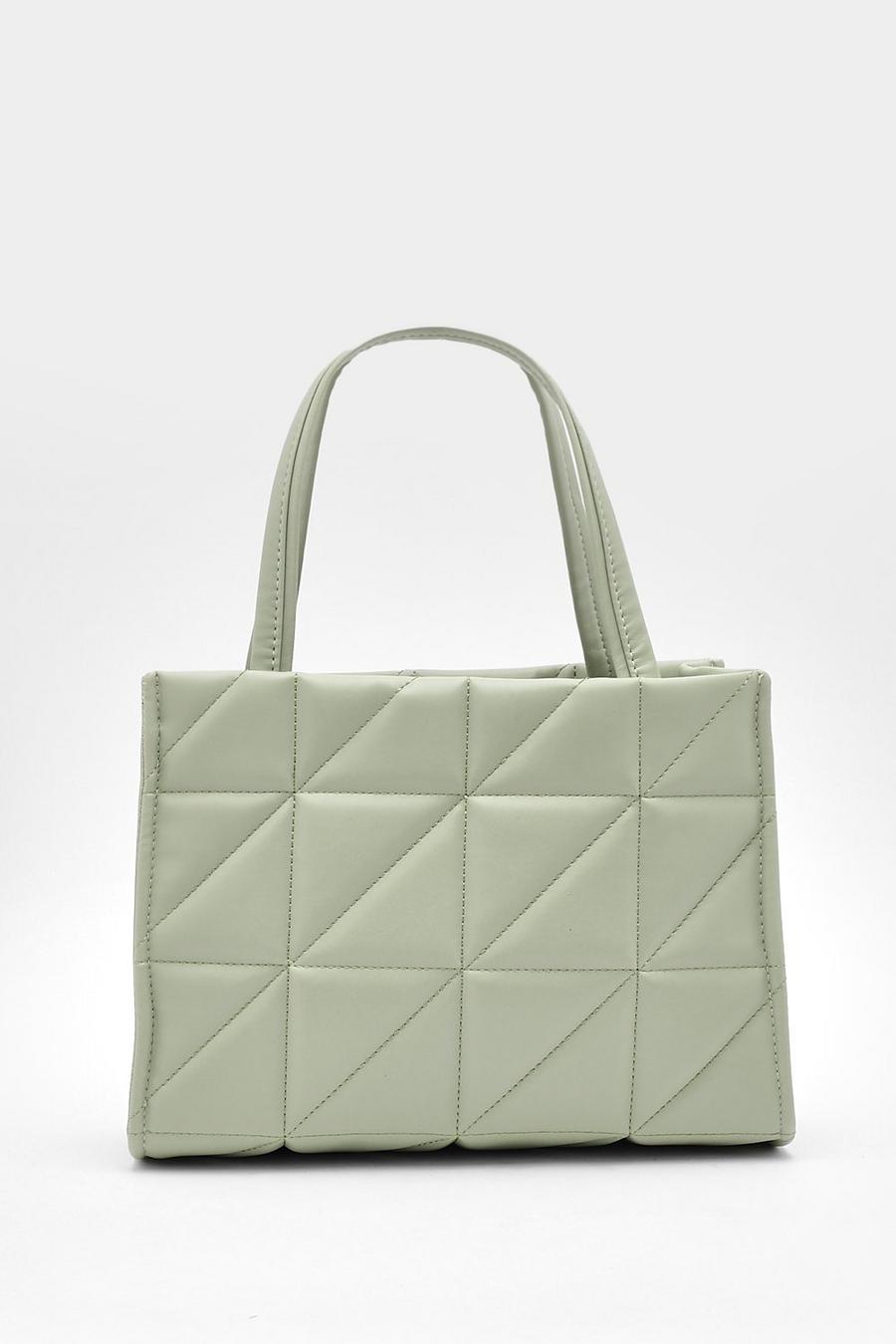 Olive green Quilted Mini Tote Bag