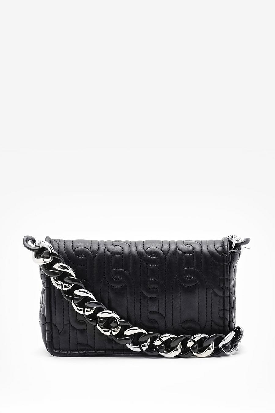 Chain Quilt Shoulder Bag, Black nero