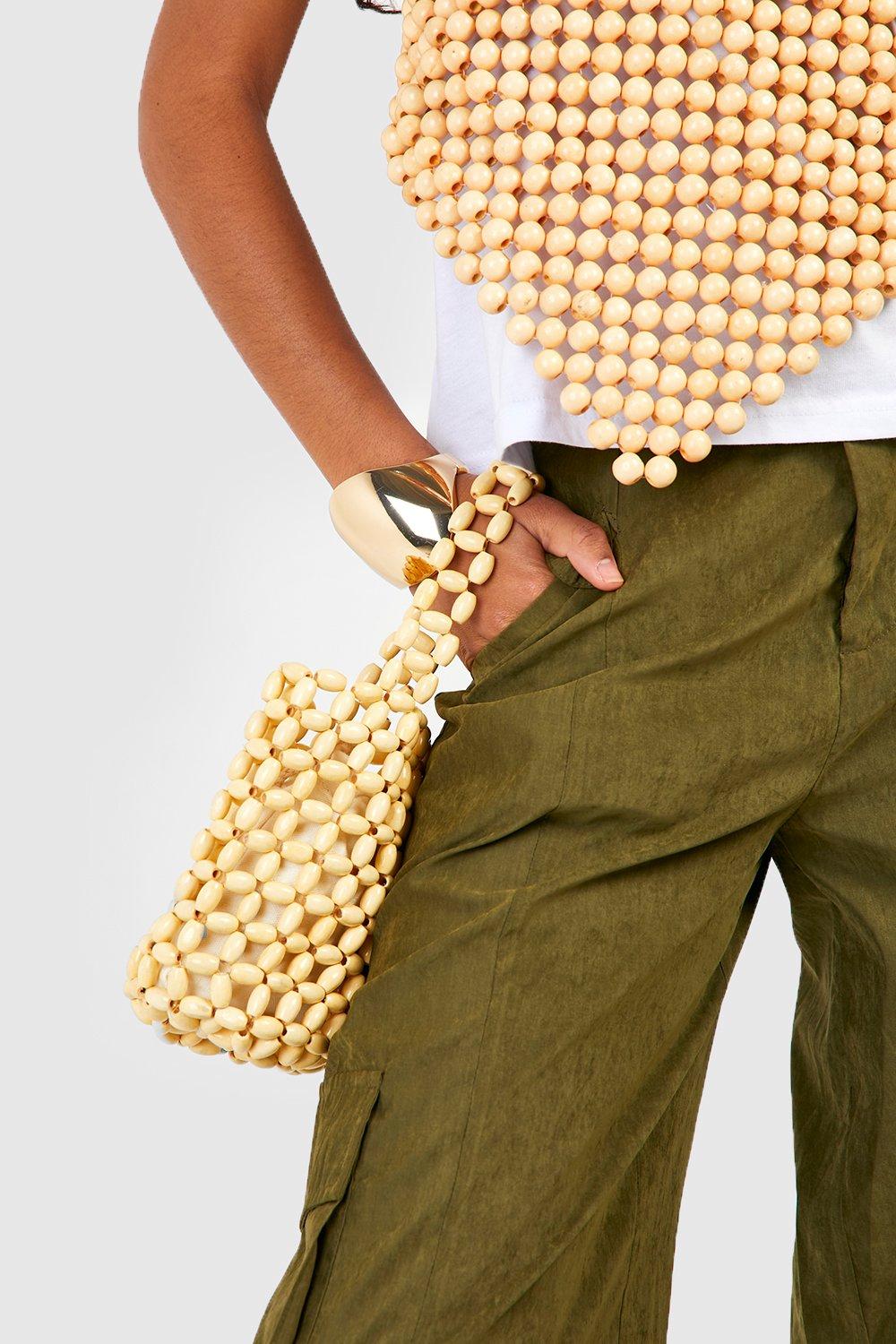 Bamboo cheap beaded bag