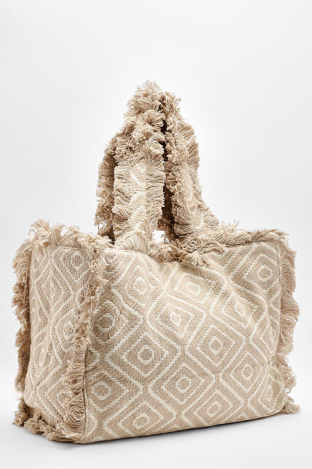 Oversized Woven Beach Tote Bag