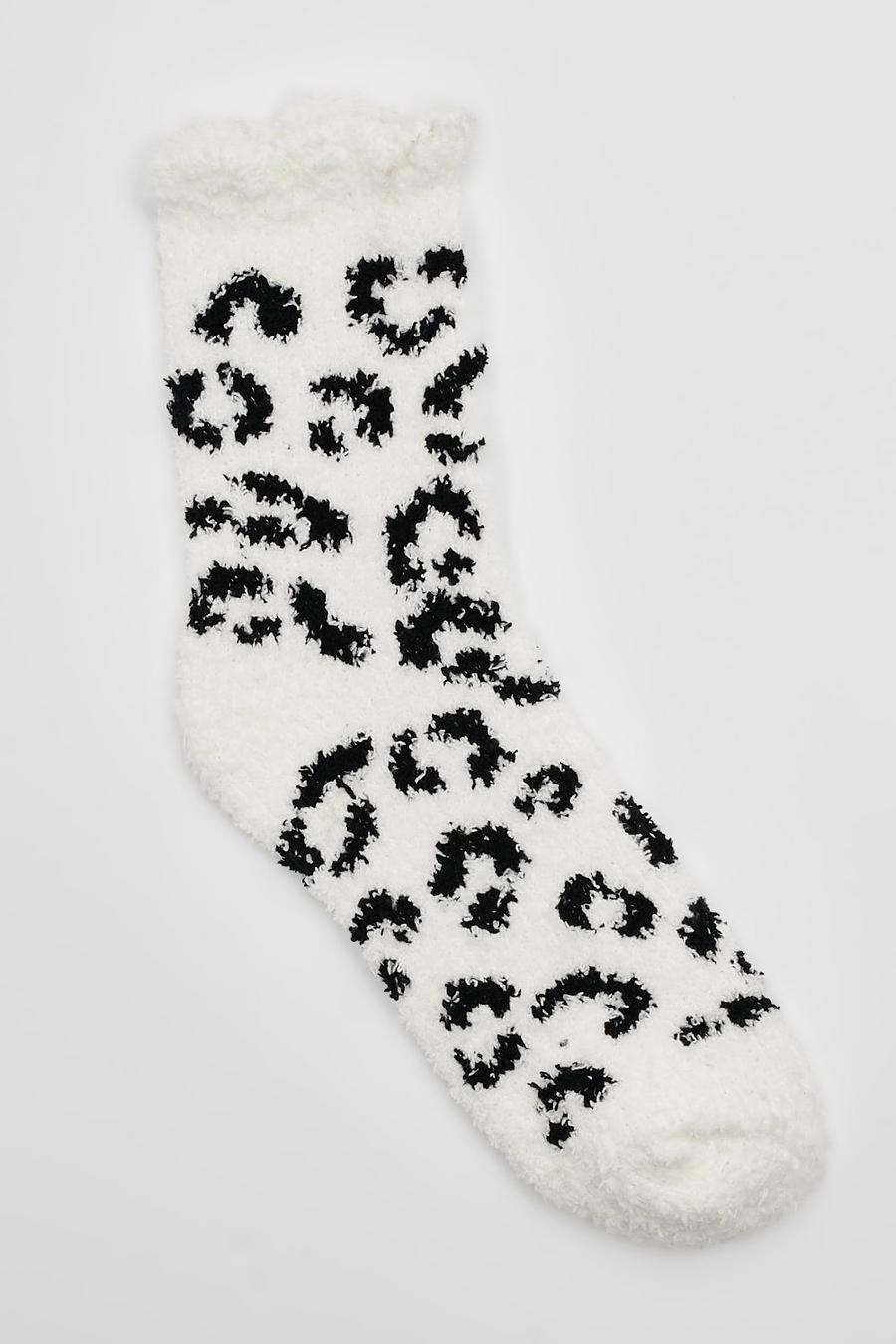 Multi Fluffy Leopard Print Bed Socks