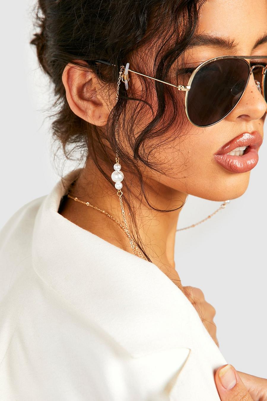 Gold Pearl Station Sunglasses Chain