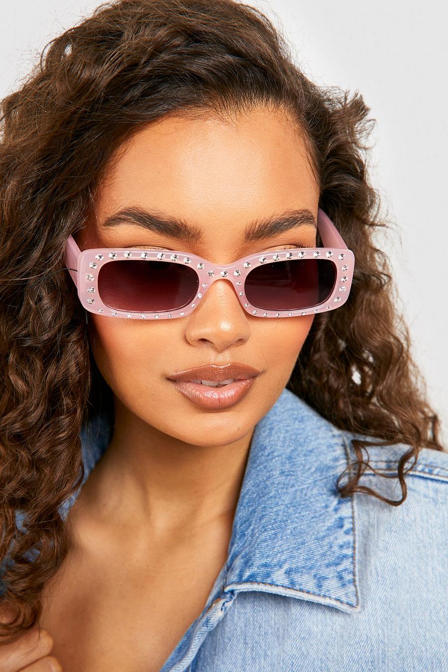 Pale pink Pink Crystal Frame Sunglasses image number 1
