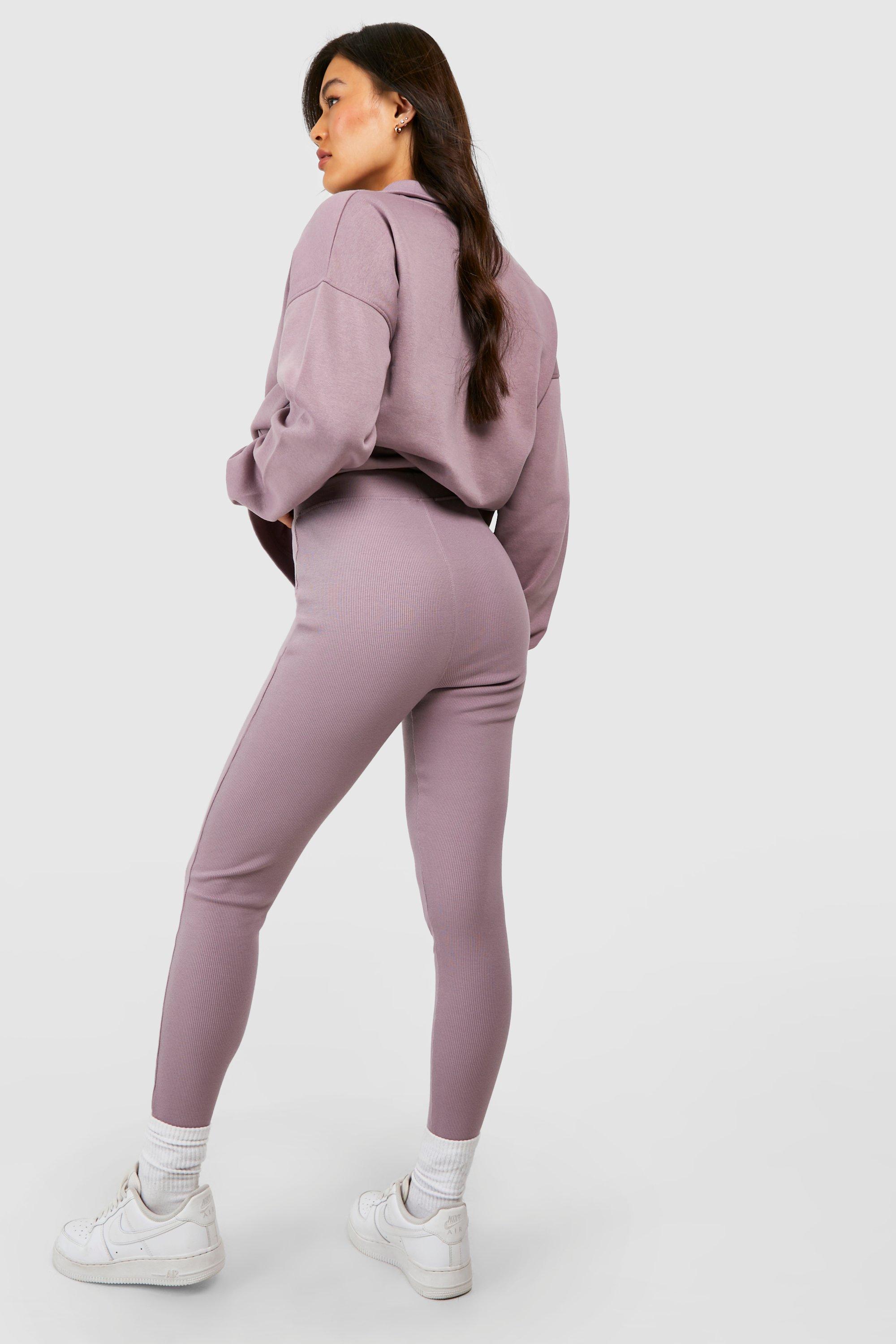 Dsgn Studio Half Zip Oversized Sweat And Ribbed Legging Set