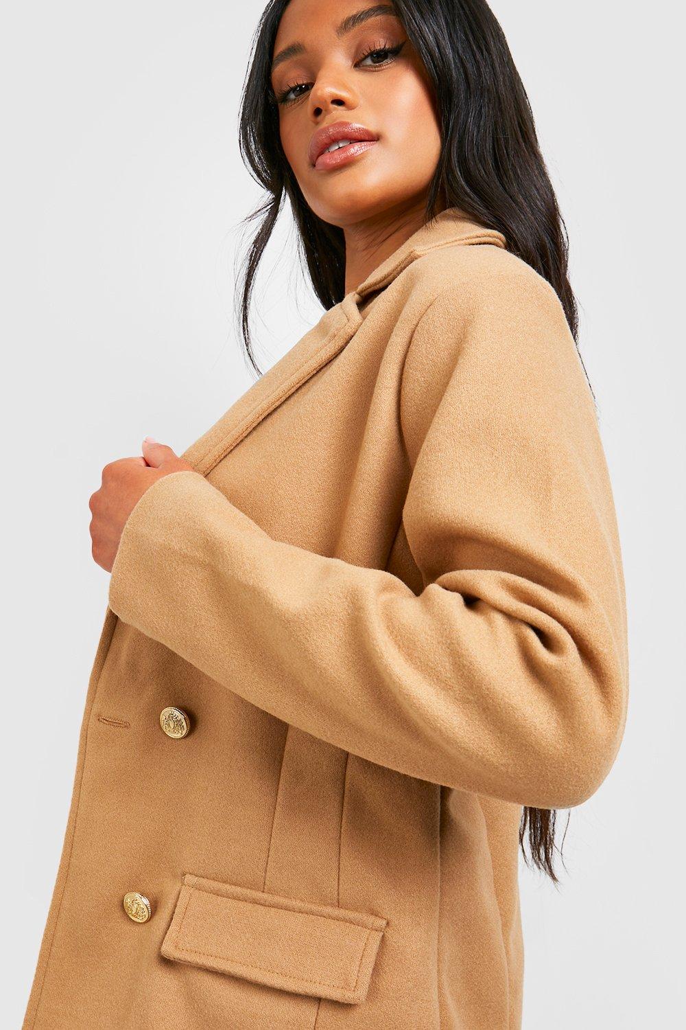 Missguided cocoon outlet coat in camel