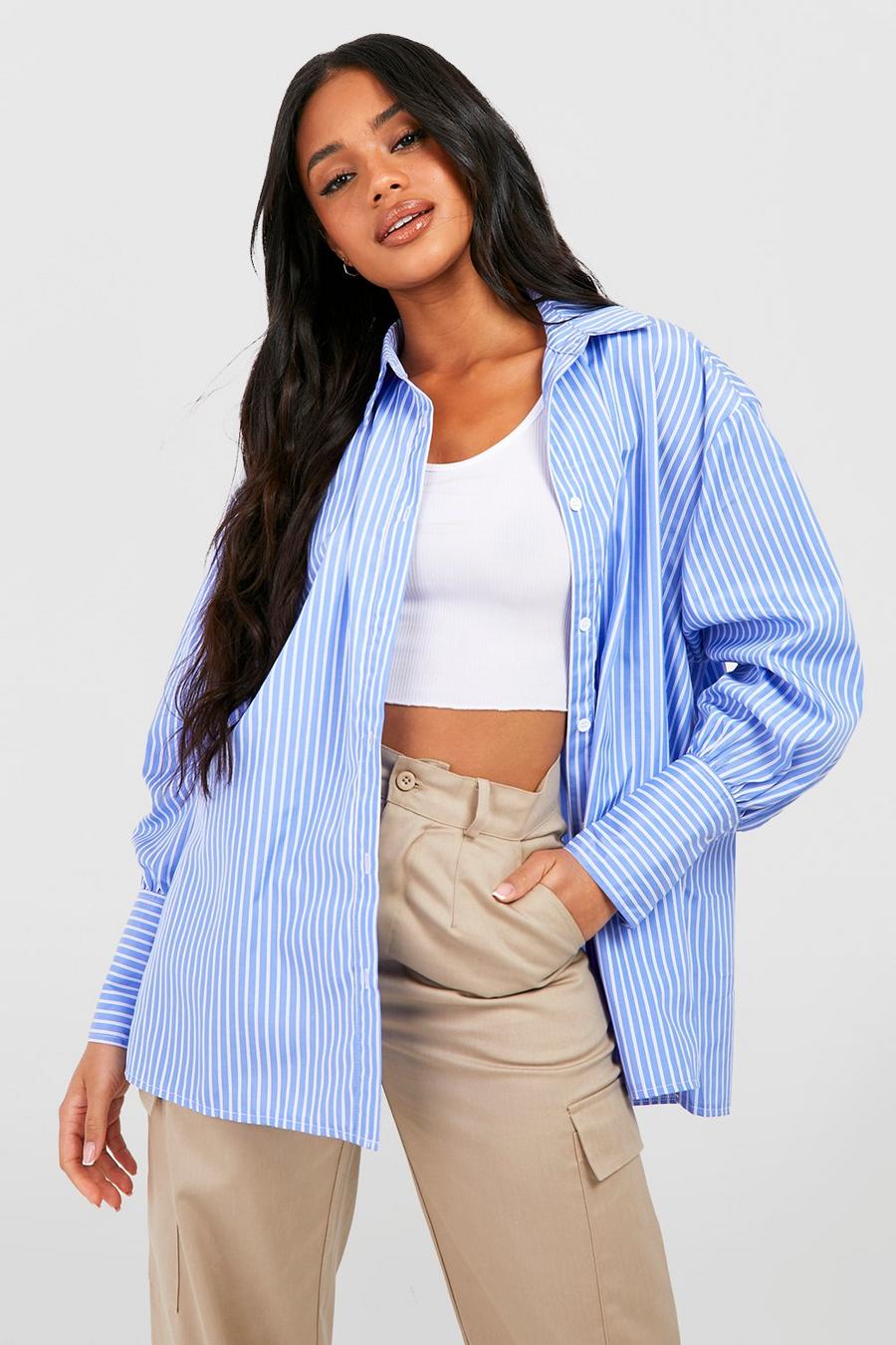 Blue Stripe Oversized Shirt  image number 1