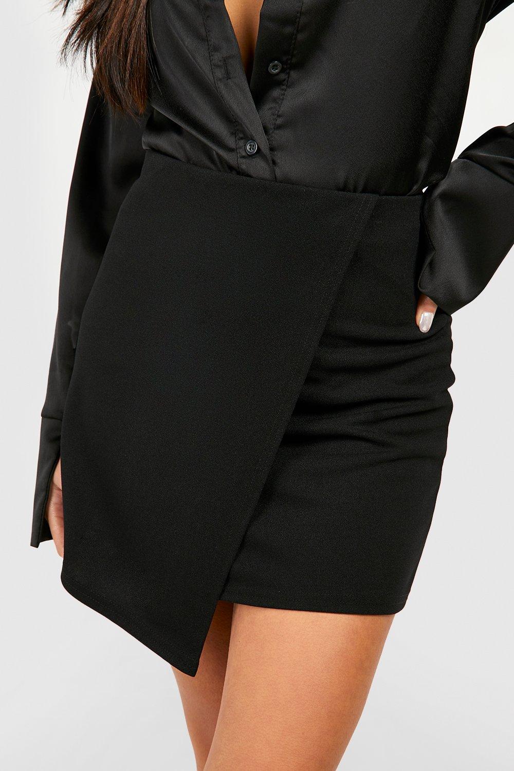 Petite Asymmetric Wrap Mini Skirt boohoo USA