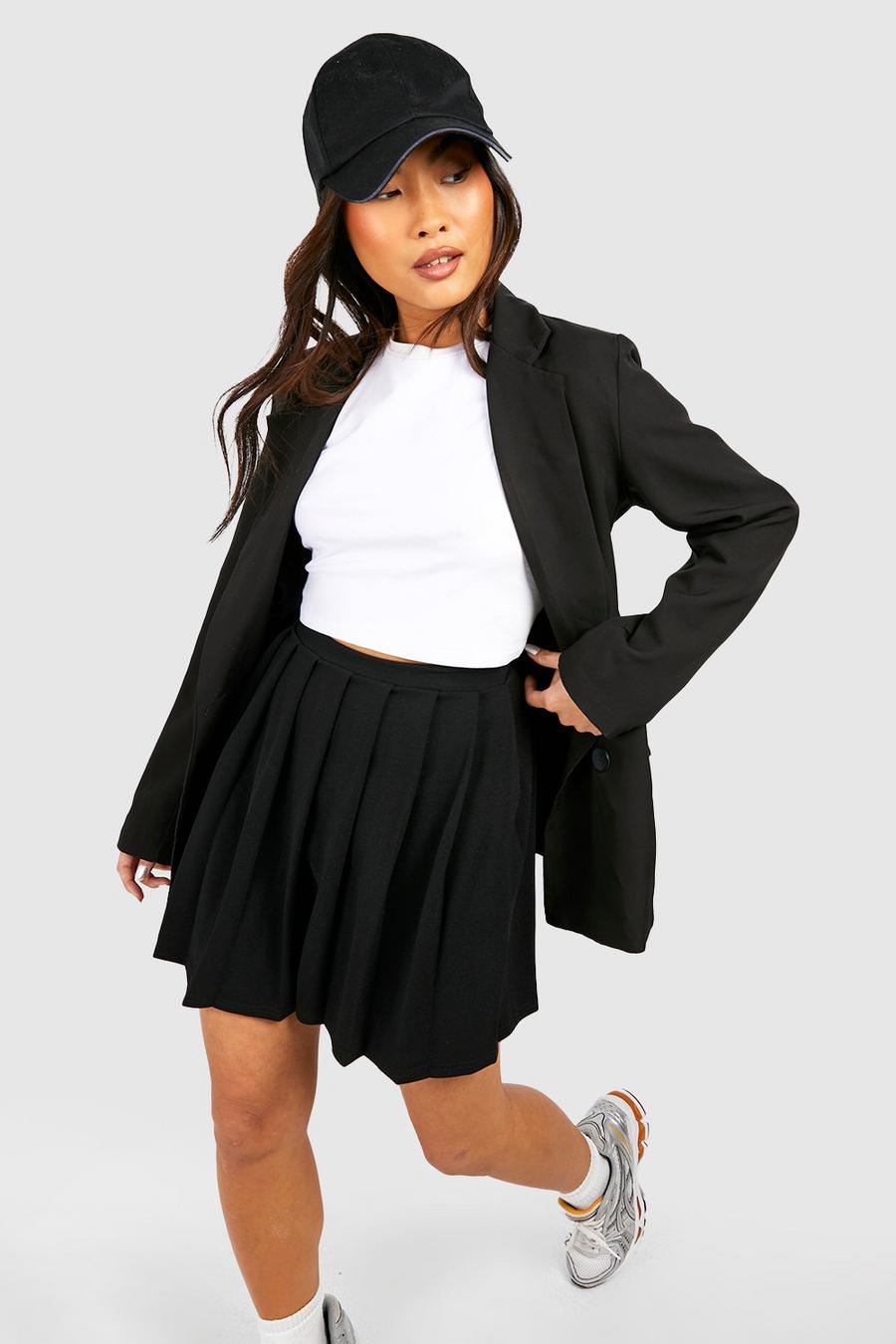 Black Petite Pleated Mini Tennis Skirt image number 1