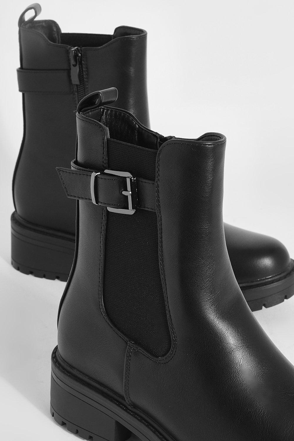 Black buckle chelsea outlet boots