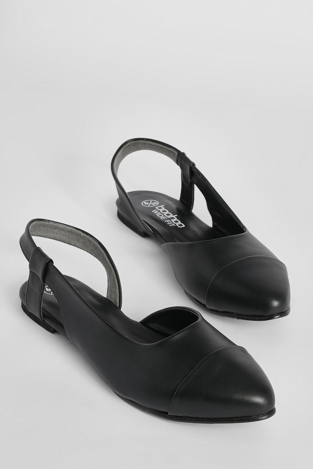 Wide Width Slingback Toe Cap Ballet Flats