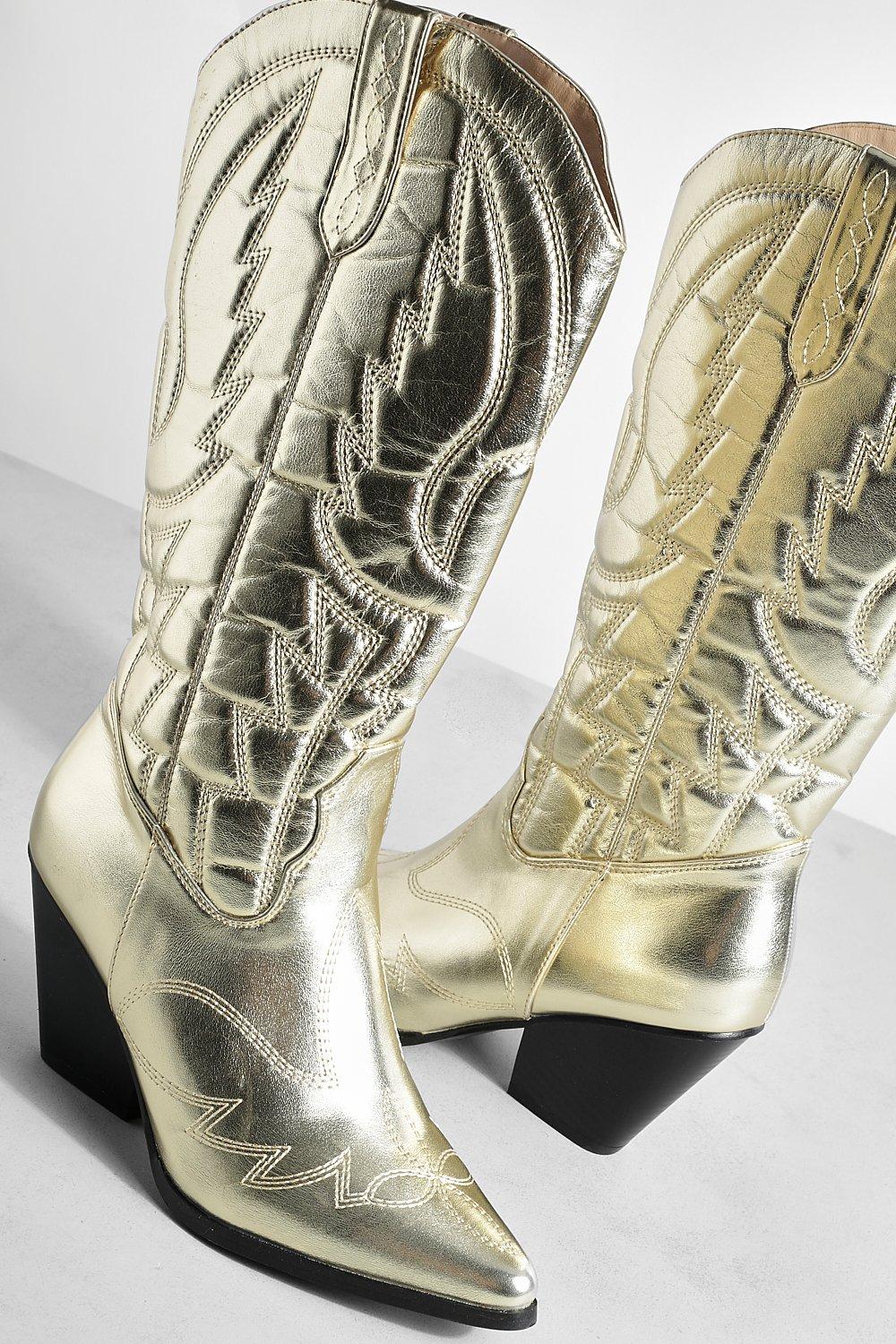 Metallic clearance high boots