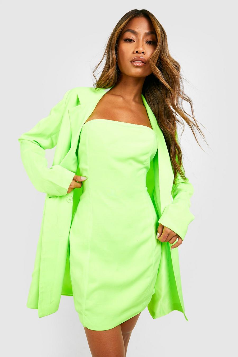 Lime Blazer And Mini Dress Set image number 1