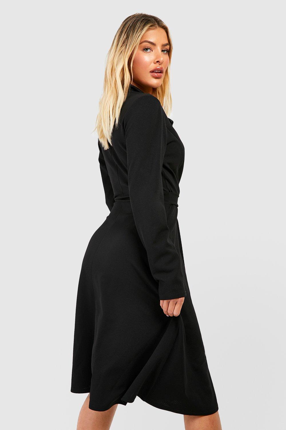 Belted Midi Blazer Dress boohoo