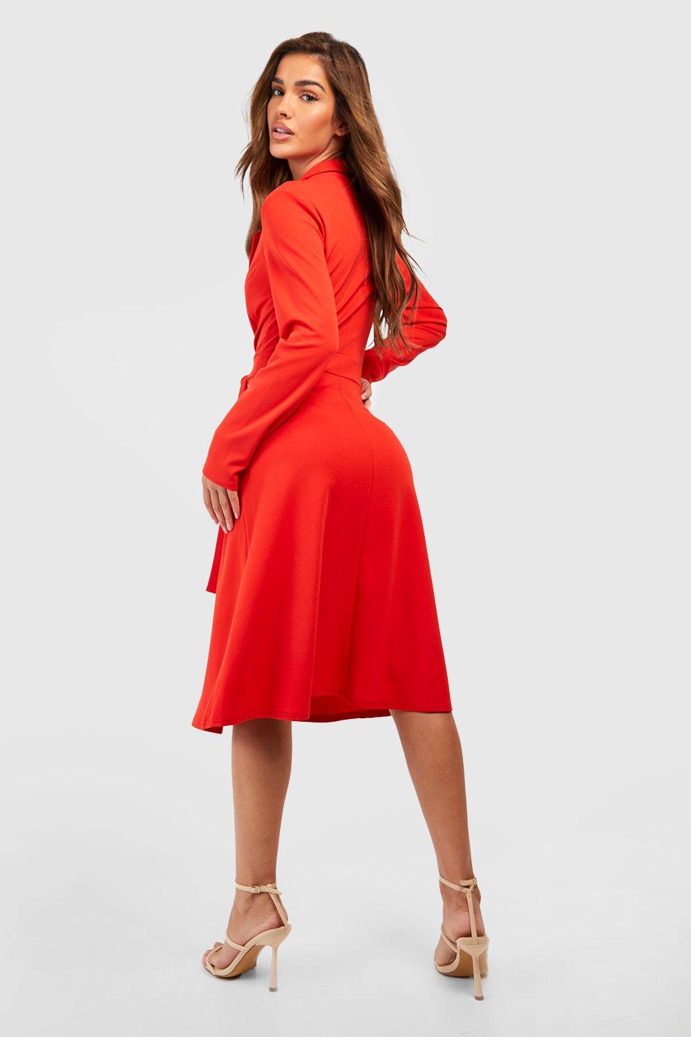 Belted Midi Blazer Dress