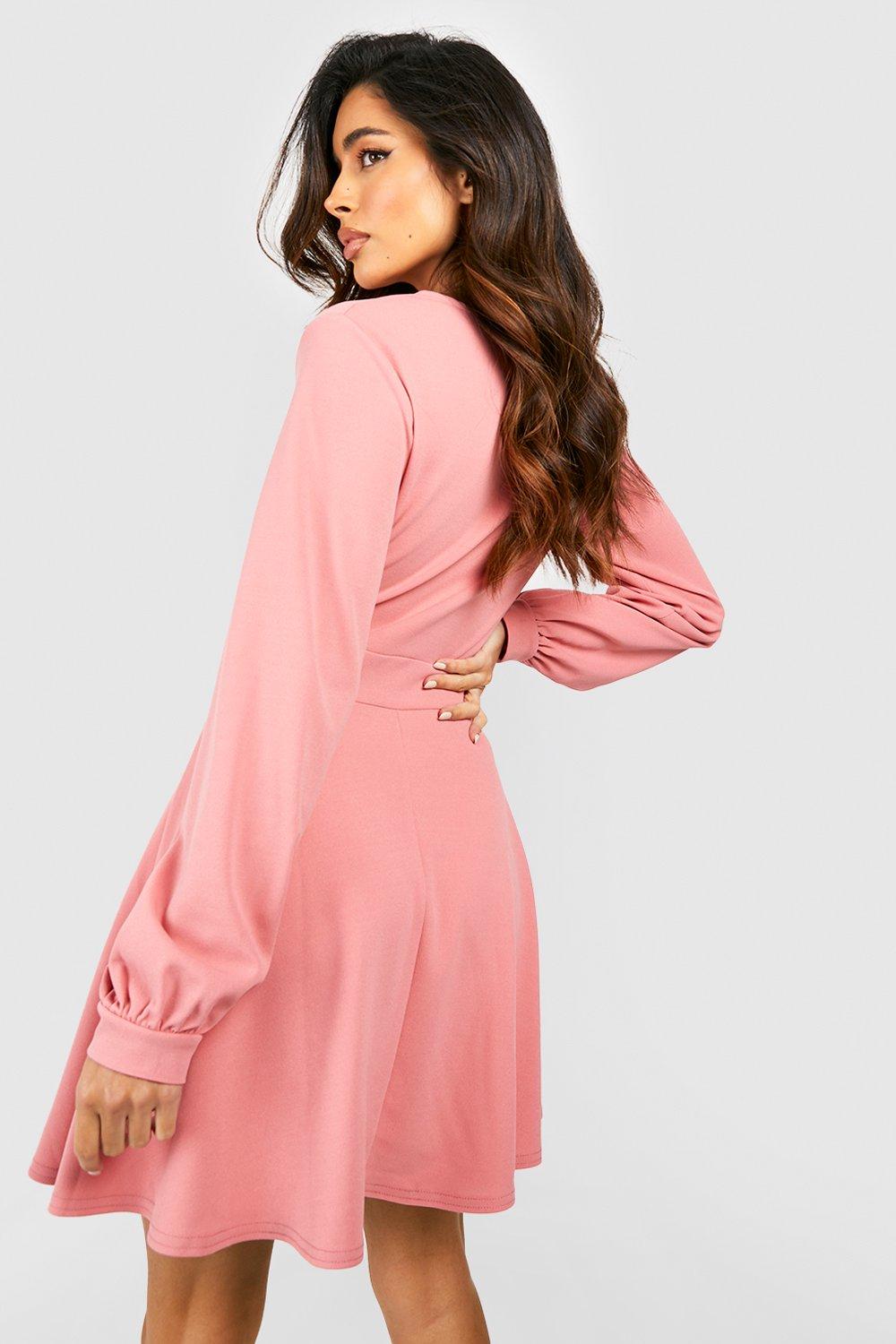 Wrap Belted Skater Dress | boohoo FI