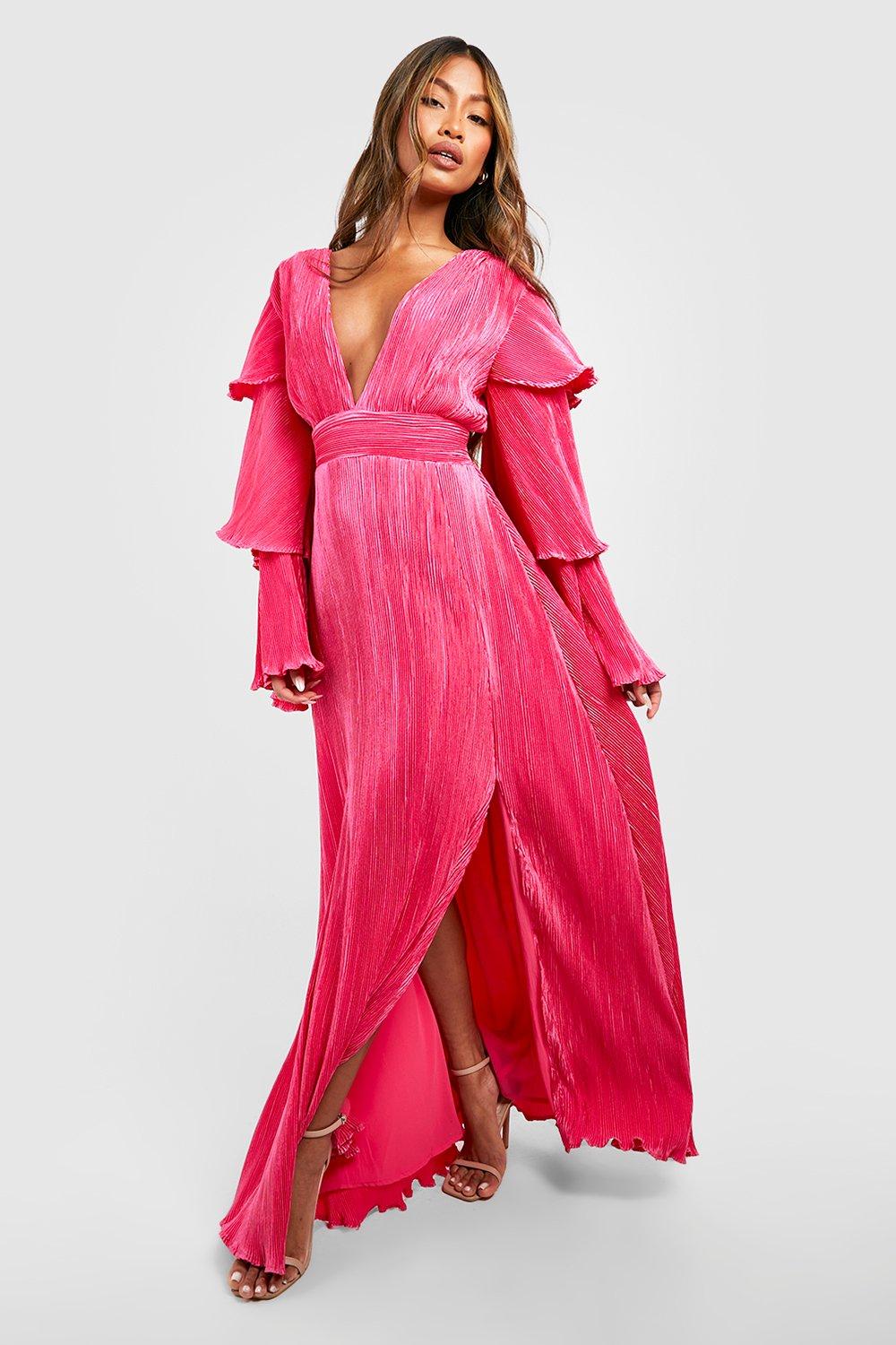 Plisse Layered Sleeve Maxi Dress | boohoo