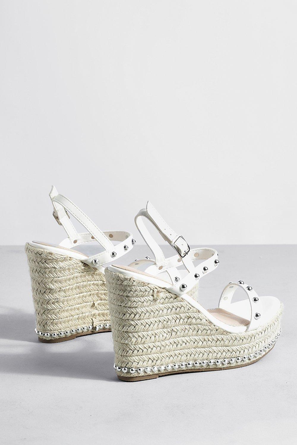 White studded hot sale wedges