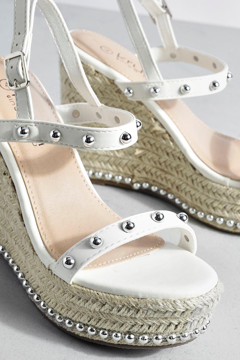 White sale studded wedges